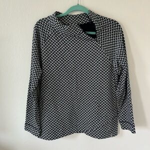 Talbots Black and White Patterned Top